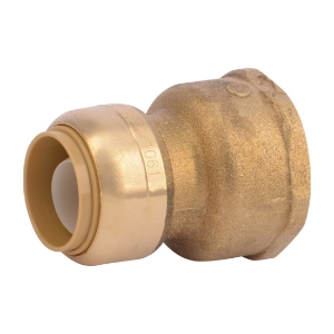 Sharkbite® U086LF Water Softener Fitting, 3/4 x 1 in Nominal, Push-Fit x FNPT End Style, Brass