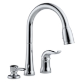 DELTA® 16970-SD-DST Kate® Kitchen Faucet, 1.8 gpm Flow Rate, Chrome, 1 Handle, 3 Faucet Holes, Function: Traditional, Commercial