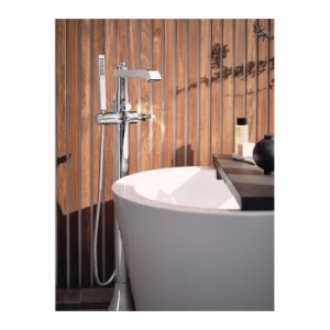 Moen® S931BN Flara™ Premium Floor Mount Tub Filler Faucet, Brushed Nickel, 1 Handle, Commercial