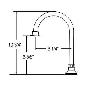 Elkay® LK396A Spout, 6-1/4 in Spout Reach, 2.2 gpm, Brass, Polished Chrome