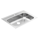 Moen® GS181631BQ Sink, Stainless Steel, 28 in L x 16-1/16 in W x 7 in D Bowl, 1 Faucet Hole, 33 in L x 22 in W, Drop-In Mount, 18 ga Stainless Steel