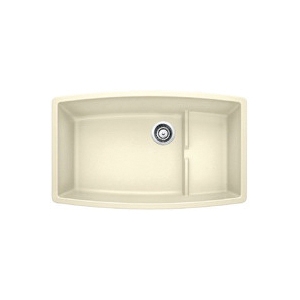 Blanco 440065 PERFORMA™ CASCADE™ SILGRANIT® II Super Single Bowl Composite Sink, Biscuit, Rectangle Shape, 30 in Left, 30 in Right L x 17-1/2 in Left, 17-1/2 in Right W x 10 in Left, 7-3/4 in Right D Bowl, 32 in L x 19-1/2 in W, Under Mount, Granite