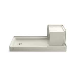 Kohler® 1977-96 Tresham® Single Threshold Shower Receptor, Biscuit, Left Drain, 60 in L x 32 in W x 21-1/8 in D