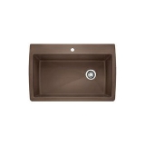 Blanco 440192 DIAMOND™ SILGRANIT® II Kitchen Sink, Rectangle Shape, 1 Faucet Hole, 32-1/2 in W x 22 in D, Drop-In Mount, Granite, Cafe Brown