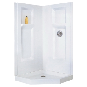 ELM® 736CWHT DURAWALL® Neo-Angle Corner Shower Wall, 73-1/4 in H, Fiberglass