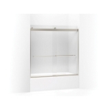 Kohler® 706006-L-MX Levity® Sliding Bath Door with Towel Bar, Frameless Frame, Clear Tempered Glass, Matte Nickel, 1/4 in THK Glass, 51-5/8 in H Opening, 56-5/8 to 59-5/8 in W Opening
