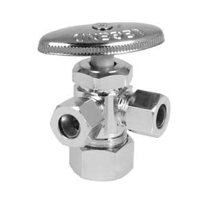 LEGEND 114-404NL T-587NL (CR1901) Multi-Turn Dual Outlet Supply Stop Valve, 5/8 x 3/8 x 3/8 in Nominal, Compression End Style, 110 psi Pressure, Brass Body, Polished Chrome