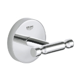 GROHE 40461001 Robe Hook, BauCosmopolitan, 55 mm OAD, Metal, StarLight® Polished Chrome