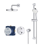GROHE 34745000 Grohtherm® Shower Set with Tempesta® 210 Shower Head, 1.75 gpm, 59 in L Hose, Polished Chrome