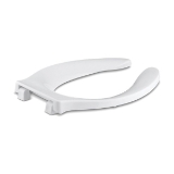 Kohler® 4731-SA-0 Stronghold® Toilet Seat with Integrated Handle, Elongated Bowl, Open Front, Plastic, White, Self-Sustaining Check Hinge