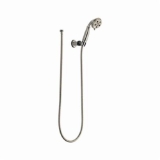 DELTA® 55433-SS Wall Mount Hand Shower, 3 in Dia 3 Shower Head, 1.75 gpm Flow Rate, 60 in L Hose, 1/2 in Connection, Stainless