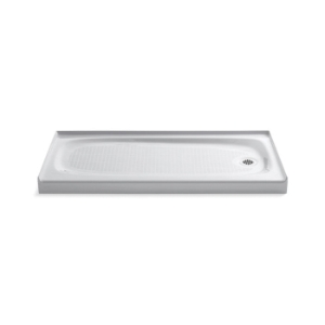 Kohler® 9054-0 Salient® Single Threshold Shower Receptor, White, Right Drain, 60 in L x 30 in W x 3-3/4 in D