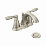 Moen® 6610BN Brantford™ Centerset Bathroom Faucet, Brushed Nickel, 2 Handles, Metal Pop-Up Drain, 1.5 gpm Flow Rate