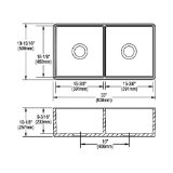 Elkay® SWUF32189WH Apron Front Sink, Rectangle Shape, 33 in W x 19-15/16 in D x 10-1/8 in H, Apron Front Mount, Fireclay, White