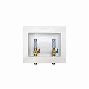 Water-Tite 85701 DU-ALL™ Dual-Drain Washing Machine Outlet Box, White Plastic, Single-Lever Valve with Hammer Arresters, 1/2-Inch Sweat Connection