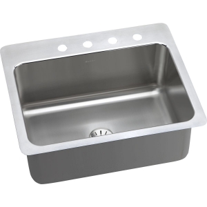 Elkay® DLSR272210PD1 Lustertone™ Classic Traditional Kitchen Sink, Rectangle Shape, 1 Faucet Hole, 22 in W x 10 in H, Dual Mounting, Stainless Steel