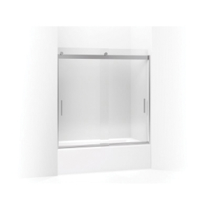 Kohler® 706001-L-SH Levity® Sliding Bath Door, Frameless Frame, Crystal Clear Glass, Bright Silver, 1/4 in THK Glass