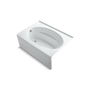 Kohler® 1113-LA-0 Bathtub With Integral Apron and Integral Flange, Windward®, Soaking Hydrotherapy, Oval, 60 in L x 42 in W, Left Drain, White
