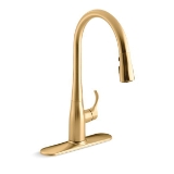 Kohler® 596-2MB Simplice® Pull-Down Kitchen Sink Faucet with DockNetik® Magnetic Docking System, 1.5 gpm Flow Rate, Vibrant® Brushed Moderne Brass, 1 Handle, Traditional