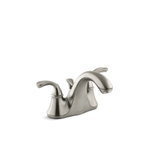 Kohler® 10270-4-BN Forte® Centerset Bathroom Sink Faucet, Vibrant® Brushed Nickel, 2 Handles, Metal Pop-Up Drain, 1.2 gpm Flow Rate