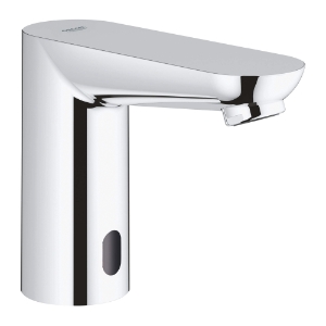 GROHE 36314000 Bathroom Faucet, Euroeco Cosmopolitan E, 0.35 gpm Flow Rate, 3-3/8 in H Spout, 1 Faucet Hole, StarLight® Polished Chrome, Touchless