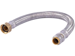 Sharkbite® U3016FLEX18LF Flexible Braided Water Heater Connector, 3/4 in, Push-Fit x Push-Fit, 18 in L, 200 psi, Stainless Steel