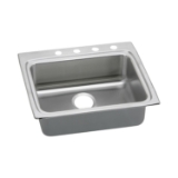 Elkay® LRAD2522503 Lustertone™ Classic Kitchen Sink, Rectangle Shape, 21 in L x 15-3/4 in W Bowl x 4-5/8 in D Bowl, 3 Faucet Holes, 25 in L x 22 in W x 5 in H, Top Mounting, Stainless Steel