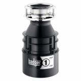 Insinkerator® 76039H Badger® 1 Continuous Feed Garbage Disposal, 1-1/2 in Drain, 1/3 hp, 120 VAC, 1725 rpm Grinding, 26 oz Grinding Chamber