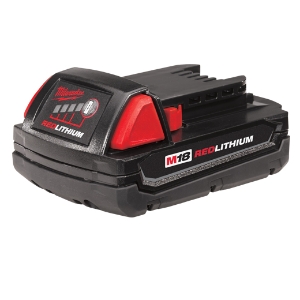 M18™ REDLITHIUM™ Compact Rechargeable Cordless Battery Pack, 1.5 Ah Lithium-Ion Battery, 18 VDC, For Use With Milwaukee® M18™ Cordless Power Tool
