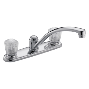 DELTA® 2102LF Classic Kitchen Faucet, Commercial, 1.8 gpm Flow Rate, 8 in Center, Swivel Spout, Chrome, 2 Handles