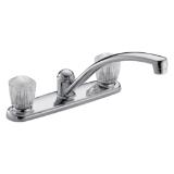 DELTA® 2102LF Classic Kitchen Faucet, Commercial, 1.8 gpm Flow Rate, 8 in Center, Swivel Spout, Chrome, 2 Handles