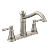 Moen® 7250SRS Kitchen Faucet, Belfield™, 1.5 gpm Flow Rate, 4 in Center, High-Arc Spout, Spot Resist™ Stainless, 2 Handles