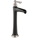 Brizo® 65461LF-NKBL Vessel Lavatory Faucet, Rook®, Commercial, 5-7/16 in Spout, 10-1/4 in H Spout, Luxe Nickel/Matte Black, 1 Handle