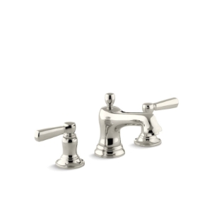 Kohler® 10577-4-SN Widespread Bathroom Sink Faucet, Bancroft®, 1.2 gpm Flow Rate, 2-9/16 in H Spout, 8 to 16 in Center, Vibrant® Polished Nickel, 2 Handles, Pop-Up Drain