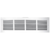 1-Way Stamped Face Return Air Grille, 12 in W x 6 in H x 1/4 in THK, 103 to 239 cfm, Steel, White Powder Coated, Import