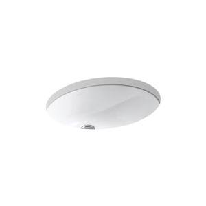 Kohler® 2210-0 Caxton® Bathroom Sink with Overflow Drain, Oval Shape, 19-1/4 in W x 16-1/4 in D x 7-1/2 in H, Undermount, Vitreous China, White