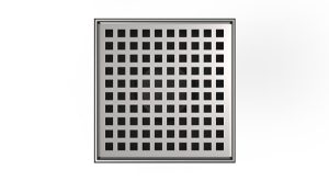 Infinity Drain® LQ52SS 5"x5" LQ5 Squares Pattern Strainer-2" Throat Satin Stainless Steel