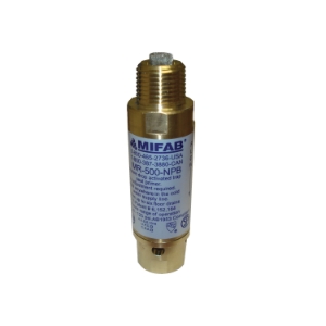 MIFAB® M-500 Pressure Drop Activated Trap Seal Primer, 4-1/8 in L, 1/2 in FNPT x 1/2 in MNPT, Brass