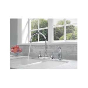 DELTA® B2310LF Foundations® Kitchen Faucet, 1.8 gpm Flow Rate, 8 in Center, Swivel Spout, Chrome, 2 Handles