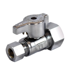 LEGEND 114-704NL T-596NL 1/4 Turn Straight Stop Valve, 5/8 x 3/8 in Nominal, Compression End Style, 125 psi Pressure, Brass Body, Polished Chrome