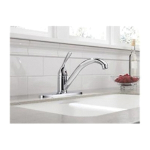 DELTA® 101-DST Classic Kitchen Faucet, 1.8 gpm Flow Rate, Swivel Spout, Polished Chrome, 1 Handle