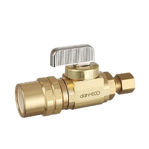 dahl 521-46-30-BAG dahal-Eco™ mini-ball™ 521-46-30 Straight Supply Stop, 1/2 x 1/4 in Nominal, Female CPVC x Compression, Brass Body, Rough Brass