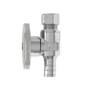 Keeney 2883PCLF 1/4 Turn Heavy Duty Straight Supply Stop Valve, 1/2 x 3/8 in Nominal, PEX x Compression End Style, Brass Body, Polished Chrome