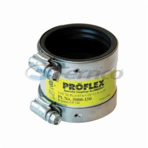 Fernco® PROFLEX® 3000-150 Shielded Pipe Coupling, 1-1/2 in Nominal, Cast Iron/Plastic/Steel End Style, PVC