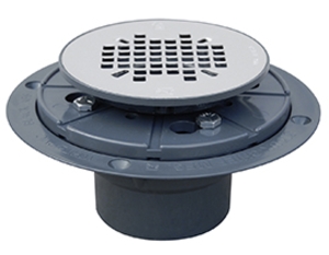 Sioux Chief 821-T270P Shower Pan Drain with Plastic Rim, 2 in, Solvent Weld, 4-3/8 in Grid, PVC Drain