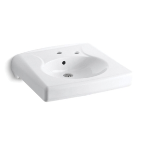Kohler® 1997-1R-0 Brenham™ Bathroom Sink with Overflow Drain, Oval Shape, 21-15/16 in W x 19-3/4 in D, Wall Mount, Vitreous China, White