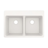 Moen® GGW3028B Double-Equal Sink, 33 in L x 20 in W x 9-1/2 in D, Undermount/Drop-In Mount, Granite, White