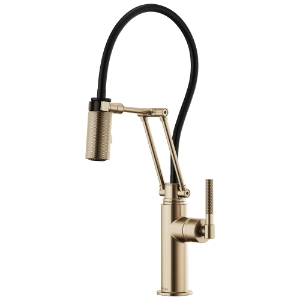 Brizo® 63243LF-GL Litze™ Articulating Kitchen Faucet, 1.8 gpm Flow Rate, Swivel Spout, Luxe Gold, 1 Handle