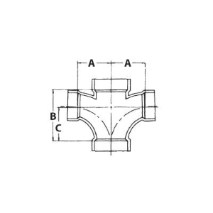 Charlotte PVC 00429 0600, 2 x 2 x 1-1/2 x 1-1/2 in nominal, Hub end style, SCH 40/STD, PVC