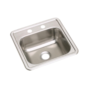 Elkay® KW50115151 Bar Sink, Satin, Squared Shape, 12 in L x 10 in W x 5 in D Bowl, 1 Faucet Hole, 15 in L x 15 in W x 5-3/16 in H, Top Mount, Stainless Steel